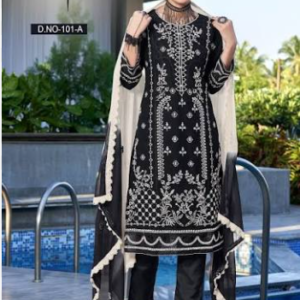 Black Color Kamij And White Color Scarff